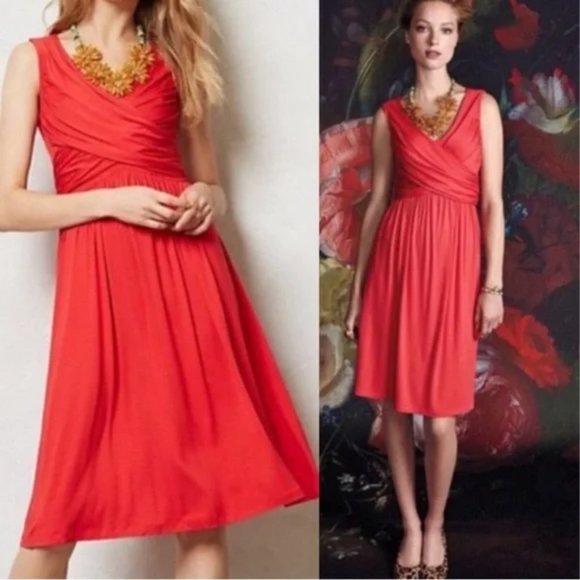 Anthropologie Dresses & Skirts - Anthropologie | Girls from Savoy Faux Wrap Jersey Knit Dress Red